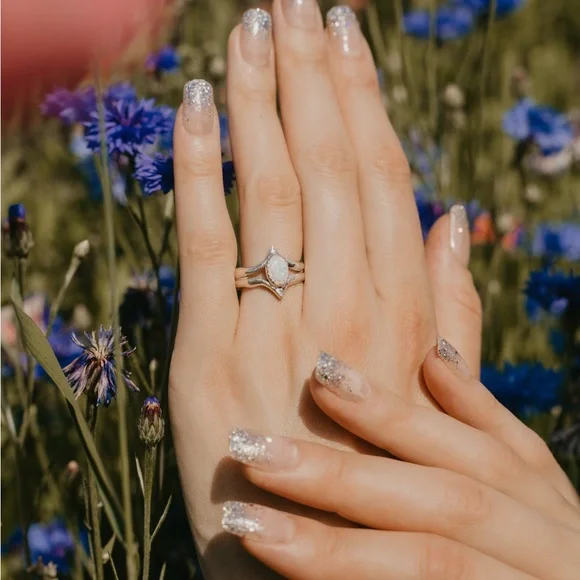 Sterling Silver Opal Ring Size 7.5 - Picture 1 of 1